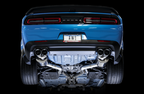 AWE Tuning 2017+ Challenger 5.7L Touring Edition Exhaust - Non-Resonated - Chrome Silver Quad Tips - 3020-42076