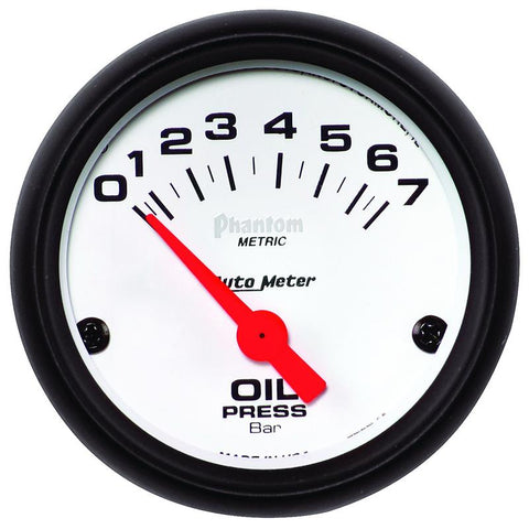 Autometer Phantom 2-1/16in 0-7 BAR Electric Oil Pressure Gauge - 5727-M