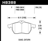 Hawk 99-02 Saab 9-3/99-04 Saab 9-5 D819 HPS Street Front Brake Pads - HB388F.756