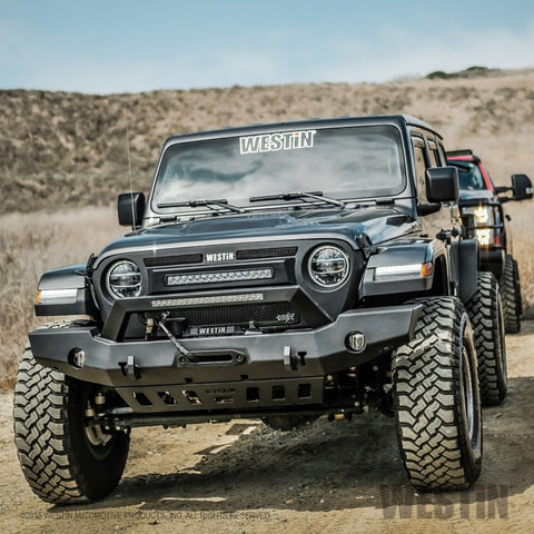 Westin 18-20 Jeep Wrangler WJ2 Full Width Front Bumper w/LED Light Bar Mount Textured Black - 59-80125