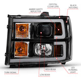 ANZO 2007-2013 GMC Sierra 1500 Projector Headlight Plank Style Black w/ Clear Lens Amber - 111482