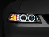 Raxiom 99-04 Ford Mustang Dual LED Halo Projector Headlights- Chrome Housing (Clear Lens) - 49114