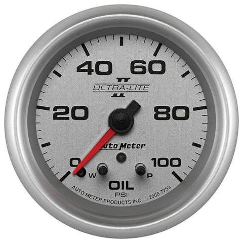 AutoMeter Gauge Oil Press 2-5/8in. 100PSI Stepper Motor W/ Peak & Warn Ultra-Lite II - 7753