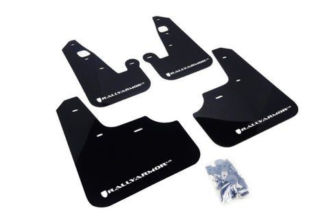 Rally Armor 07-17 Mitsubishi Lancer Basic Black Mud Flap w/ Black Logo - MF8-BAS-BLK