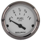 AutoMeter Gauge Fuel Level 2-1/16in. 0 Ohm(e) to 30 Ohm(f) Elec American Platinum - 1907