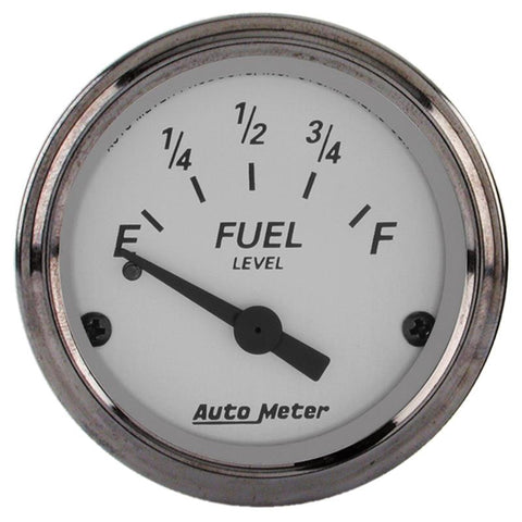 AutoMeter Gauge Fuel Level 2-1/16in. 0 Ohm(e) to 30 Ohm(f) Elec American Platinum - 1907
