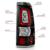 ANZO 1999-2002 Chevy Silverado 1500 LED Taillights Plank Style Black w/Clear Lens - 311324