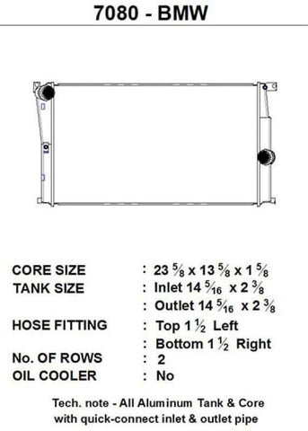 CSF BMW 2 Series (F22/F23) / BMW 3 Series (F30/F31/F34) / BMW 4 Series (F32/F33/F36) M/T Radiator - 7080