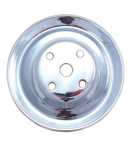 Spectre SB Chevy Double Upper Groove Long Water Pump Pulley - Chrome - 4418
