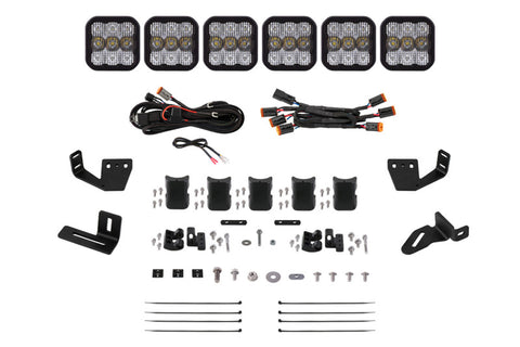 Diode Dynamics Prinsu/Sherpa Roof Racks SS5 6-Pod CrossLink Mounting Kit - Sport White Combo - DD7816