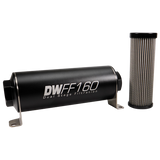 DeatschWerks Stainless Steel 8AN 40 Micron Universal Inline Fuel Filter Housing Kit (160mm) - 8-03-160-040K