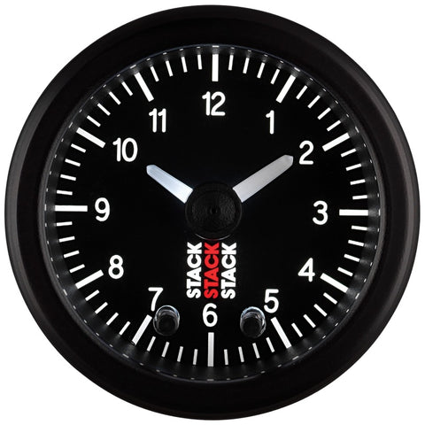 Autometer Stack Analog Clock Gauge - Black - ST3317