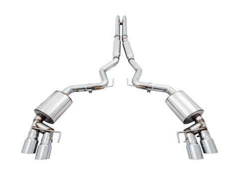 AWE Tuning 2018+ Ford Mustang GT (S550) Cat-Back Exhaust - Touring Edition (Quad Chrome Silver Tips) - 3015-42102