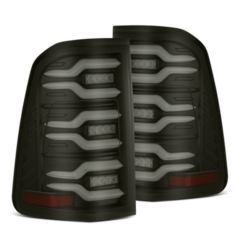 AlphaRex 19-21 Dodge Ram 1500 Luxx-Series LED Tail Lights Black w/Activ Light/Seq Signal - 640040