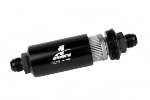 Aeromotive In-Line Filter - (AN -10 Male) 40 Micron Stainless Mesh Element Bright Dip Black Finish - 12388