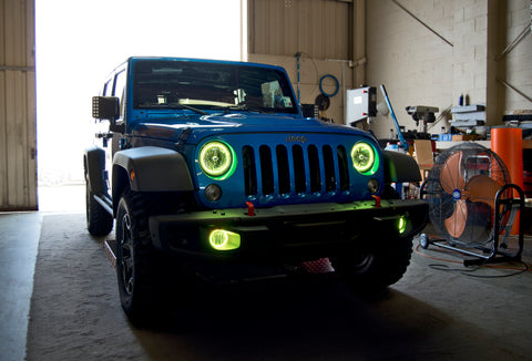 Oracle Jeep Wrangler JK 07-17 LED Waterproof Halo Kit - ColorSHIFT w/ Simple Controller - 3943-504