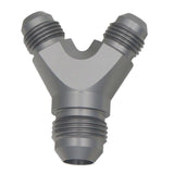 DeatschWerks 6AN Male Flare + 6AN Male Flare to 8AN Male Flare Y Block Fitting - 6-02-0702