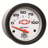 AutoMeter Gauge Oil Pressure 2-5/8in. 100PSI Electric Chevy Red Bowtie White - 5827-00406