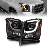 ANZO 15-17 GMC Yukon/Yukon XL Projector Headlights Black Housing/Clear Lens (w/ Light Bars) - 111535