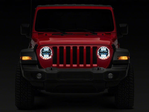 Raxiom 18-23 Jeep Wrangler JL Axial Series 9-In Angel Eye LED Headlights- Blk Housing (Clear Lens) - J171705
