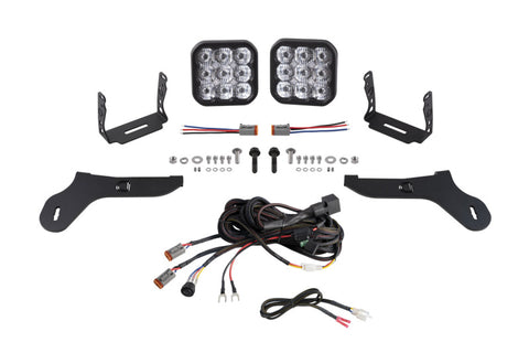 Diode Dynamics 17-20 Ford Raptor SS5 Bumper LED Pod Light Kit - Pro White Driving - DD7350