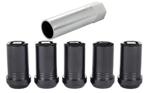 McGard Wheel Lock Nut Set - 5pk. (Cone Seat Tuner) M14X1.5 / 22mm Hex / 1.648in OAL - Black - 25515BK