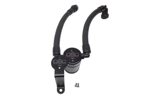 J&L 07-14 Ford Mustang GT500 Oil Separator 3.0 Passenger Side (Remote Mount) - Black Anodized - 3040P-B