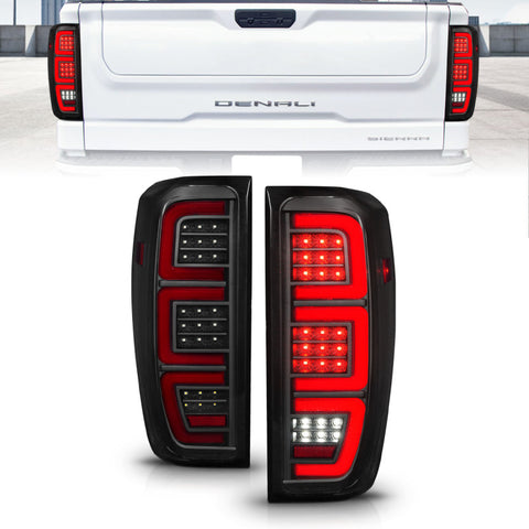 ANZO 19-23 GMC Sierra 1500/2500HD/3500HD Smoke Black Replacement Full LED Bar Tail Light - 311460