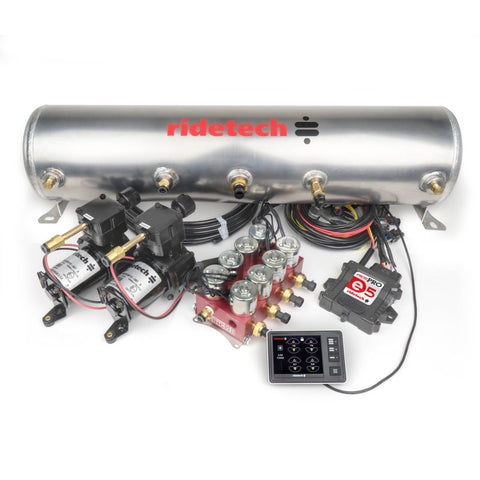 Ridetech RidePro E5 Air Ride Control System 5 Gal Dual Compressor High Flow Big Red 3/8in Valves - 30534700