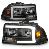 ANZO 97-04 Dodge Dakota/Durango Crystal headlight Set w/ Light Bar Black Housing - 111591