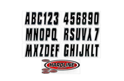 Hardline Boat Lettering Registration Kit 3 in. - 320 Black/Silver - BLKSI320