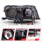 ANZO 2002-2005 BMW 3 Series E46 Projector Headlights w/ Halo Chrome - 121212