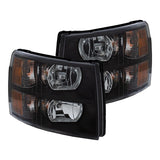 ANZO 2007-2013 Chevrolet Silverado Crystal Headlights Black - 111393