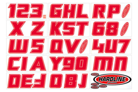 Hardline Boat Lettering Registration Installation Kit 3 in. - 900 Red - Red900