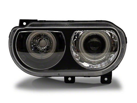 Raxiom 08-14 Dodge Challenger Dual LED Halo Projector Headlights- Black Housing (Clear Lens) - CH3684