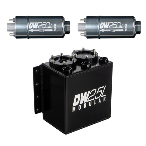 DeatschWerks 2.5L Modular Surge Tank (Incl. 2 DW250iL In-Line Fuel Pump) - 6-252-25ST