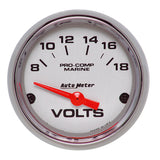 Autometer Marine Chrome Ultra-Lite 2-1/16in 18V Electric Voltmeter Gauge - 200756-35