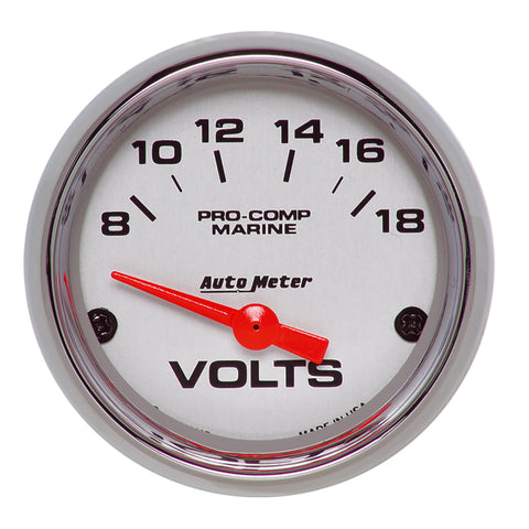 Autometer Marine Chrome Ultra-Lite 2-1/16in 18V Electric Voltmeter Gauge - 200756-35