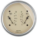 AutoMeter Gauge Dual Wtmp & Volt 3-3/8in. 250 Deg. F & 18V Elec Antique Beige - 1830