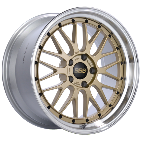 BBS LM 19x10 5x120 ET25 Gold Center Polished Lip Wheel -82mm PFS/Clip Required - LM272GPK