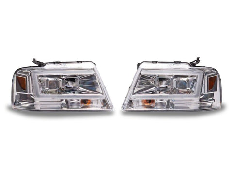 Raxiom 04-08 Ford F-150 Axial Series Projector Headlights- Chrome Housing- Clear Lens - T569353