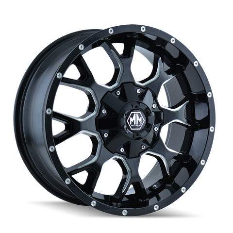 Mayhem 8015 Warrior 20x9 / 6x135 BP / -8mm Offset / 106mm Hub Black w/ Milled Spokes Wheel - 8015-2937M-8