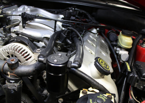 J&L 99-04 Ford Mustang SVT Cobra Driver Side Oil Separator 3.0 - Black Anodized - 3018D-B