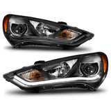 ANZO 2013-2015 Hyundai Genesis Projector Headlights w/ Plank Style Design Black (HID Compatible) - 121511