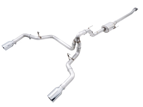 AWE Tuning 0FG 21+ Ford F150 Dual Split Rear Exhaust - 5in Chrome Silver Tips - 3015-32105