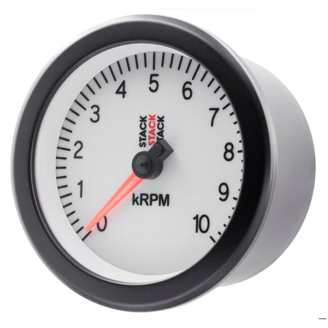 Autometer Stack Sport 88mm 0-10K RPM Tachometer - White - ST100-010W