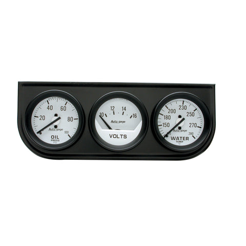 Autometer AutoGage 3-Gauge Console 52.4mm Mech 0-100 PSI Oil Press/ 10-16 V / 100-280 Deg Water Temp - 2327