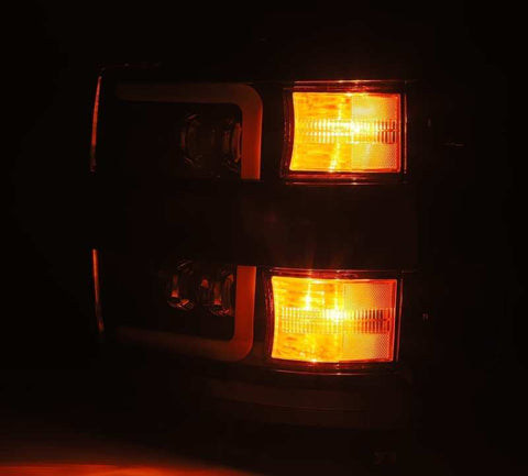 AlphaRex 15-18 Chevy 2500HD NOVA LED Proj Headlights Plank Style Black w/Activ Light/Seq Signal/DRL - 880227