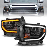 ANZO 14-21 Toyota Tundra (OE Halogen w/LED DRL) LED Crystal Headlights w/ Switchback & DRL - Blk - 111533