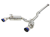 aFe Takeda 3in. to 2.5in. 304 SS C/B Exhaust 08-15 Mitsubishi EVO I4-2.0L (t) - Blue Flamed Tips - 49-36701-L